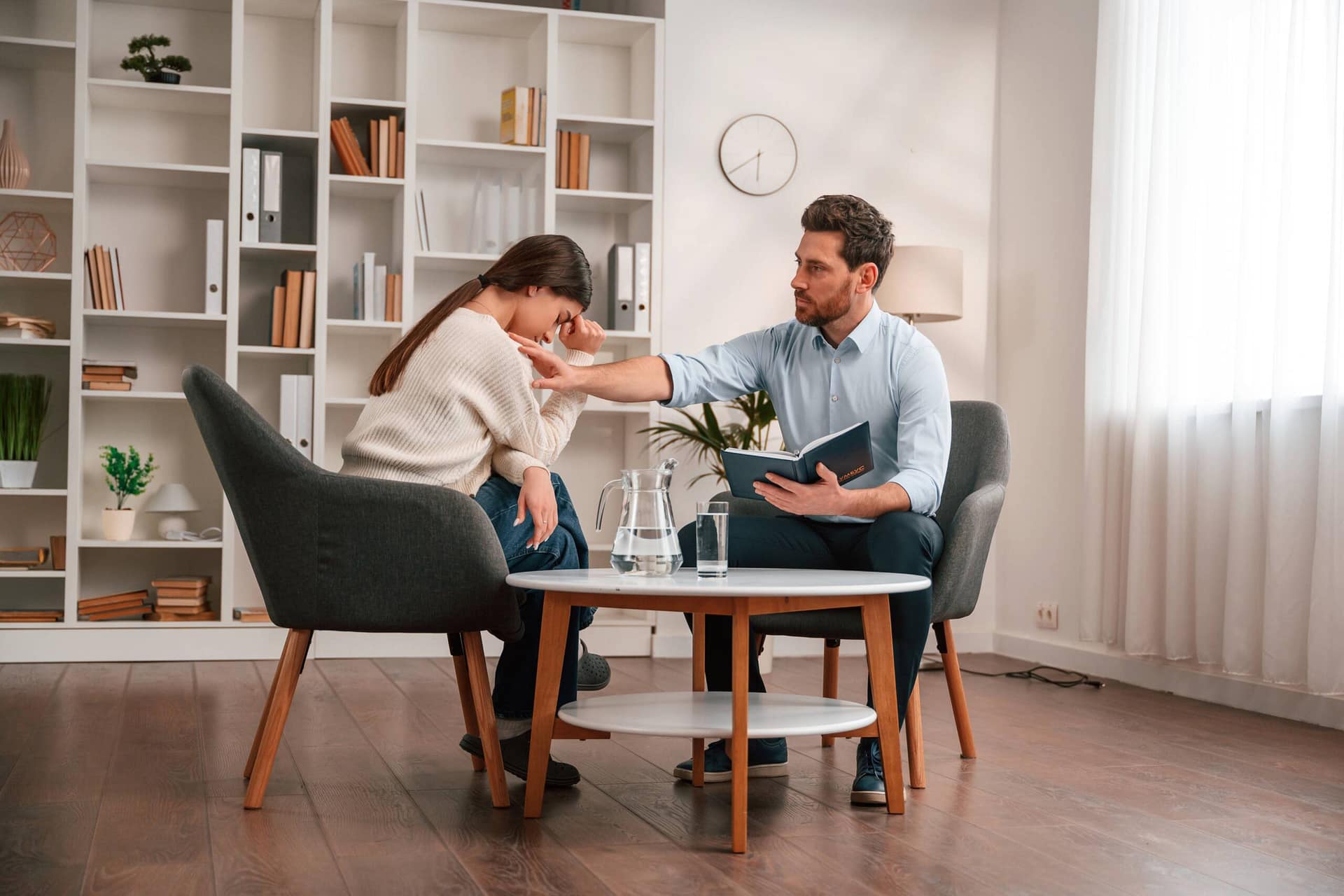 Session with psychologist. In the cabinet Session with psychologist. In the cabinet.